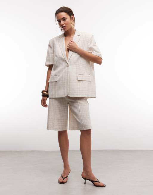 ASOS DESIGN – Ljusbeige, rutiga bermudashorts, del av set, 2 av 9