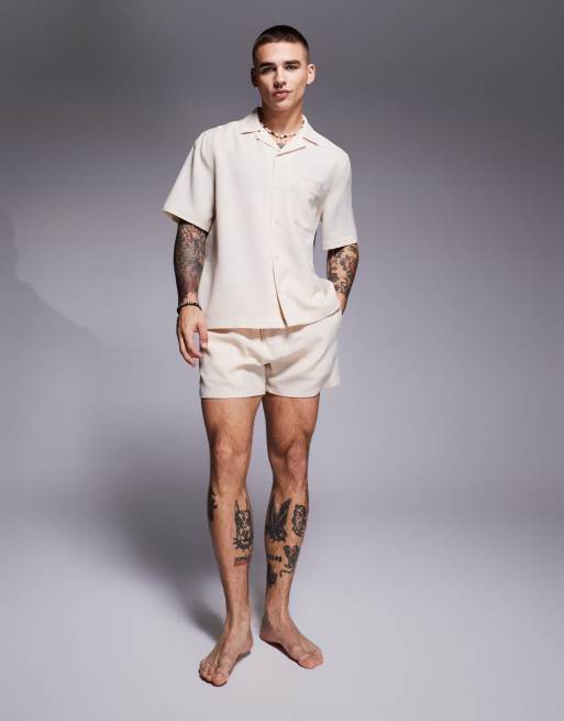 ASOS DESIGN – Ljusbeige set i linnestil