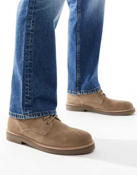 ASOS DESIGN – Ljusbeige skor i mocka med snörning och naturfärgad sula - view 1