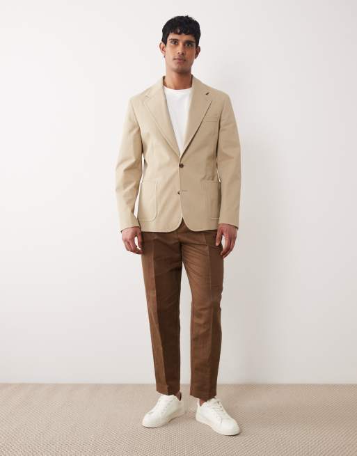 ASOS DESIGN – Ljusbeige, slouchy kavaj i bomullstwill, 2 av 5