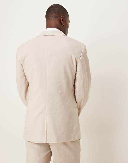 ASOS DESIGN – Ljusbeige, smal kavaj i linne, del av kostym, 3 av 5