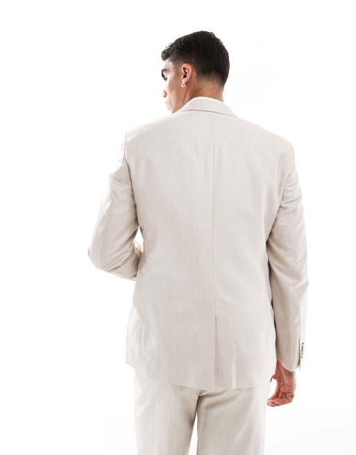 ASOS DESIGN – Ljusbeige, smal kavaj i twillvävd linnemix, del av kostym, 5 av 5