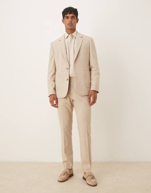 ASOS DESIGN – Ljusbeige, smala kostymbyxor i ylletyg, del av kostym, 2 av 5