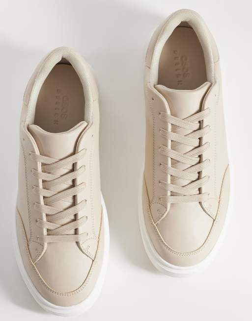 ASOS DESIGN – Ljusbeige sneakers med snörning och vit sula, 2 av 5