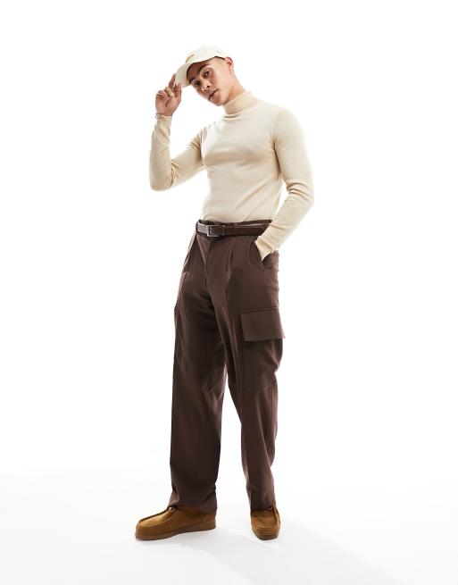 ASOS DESIGN – Ljusbeige, stickad polotröja i muscle fit av merinoull, 4 av 4