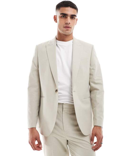 ASOS DESIGN – Ljusbeige, strukturerad kavaj i regular fit, del av kostym