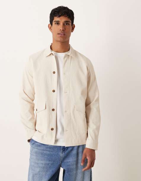 ASOS DESIGN – Ljusbeige, texturerad skjorta i oversize med boxig passform - view 1