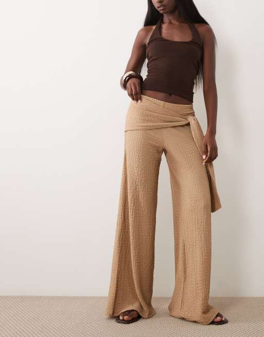 ASOS DESIGN – Blått, texturerat set med ryschat linne, 2 av 3