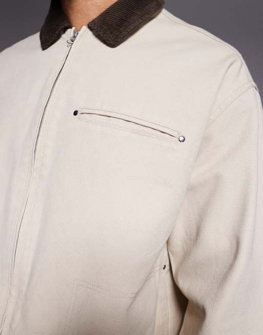 ASOS DESIGN – Ljusbeige, tvättad harrington-jacka i oversize, 2 av 4