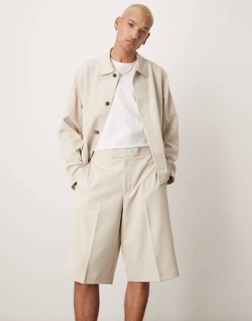 ASOS DESIGN – Ljusbeige, uppklädda bermudashorts i twill med resårmidja, del av set, 3 av 5