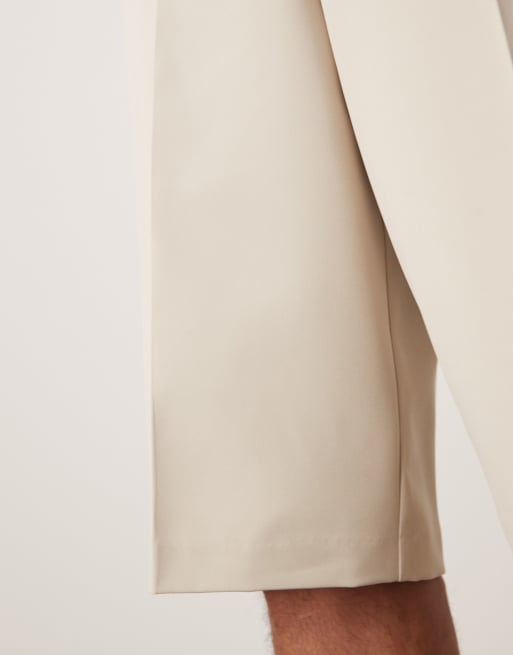 ASOS DESIGN – Ljusbeige, uppklädda bermudashorts i twill med resårmidja, del av set, 4 av 5