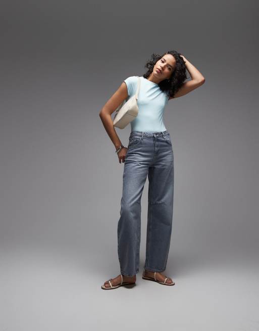 ASOS DESIGN – Ljusblå, åtsmitande body i polyamid med korta ärmar, 4 av 4