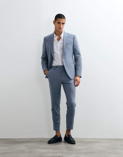ASOS DESIGN – Ljusblå, avsmalnande kostymbyxor, del av kostym - view 1