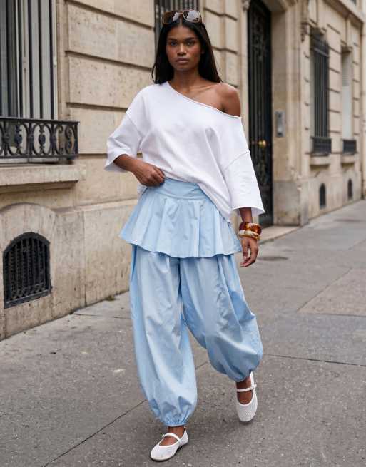 ASOS DESIGN – Ljusblå ballongbyxor med kjolöverlager, 11 av 12