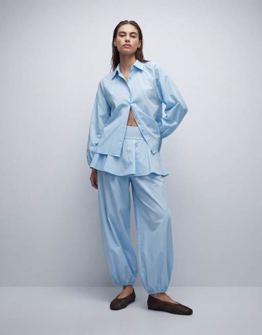 ASOS DESIGN – Ljusblå ballongbyxor med kjolöverlager, 9 av 12