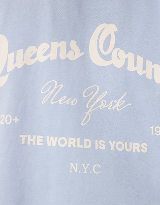 ASOS DESIGN – Ljusblå, boxig t-shirt i oversize med stadsbroderi, 3 av 4