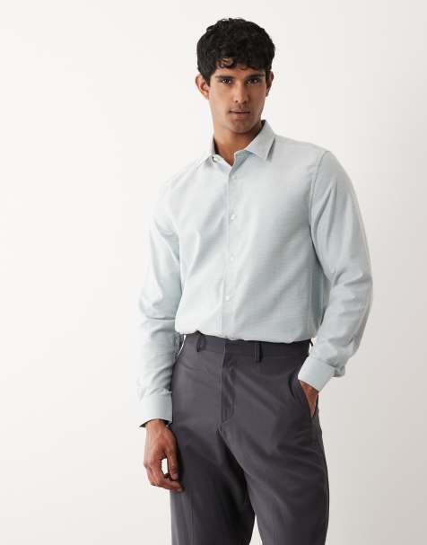 ASOS DESIGN – Ljusblå finskjorta i regular fit med textur - view 1