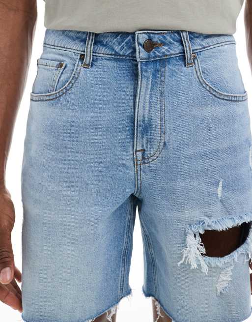 ASOS DESIGN – Ljusblå, halvlånga, smala jeansshorts med revor, 3 av 5