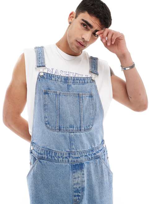 ASOS DESIGN – Ljusblå hängselbyxor i denim och oversize, 4 av 4