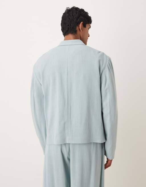 ASOS DESIGN – Ljusblå kavaj i linnemix och boxy fit, del av kostym, 3 av 5