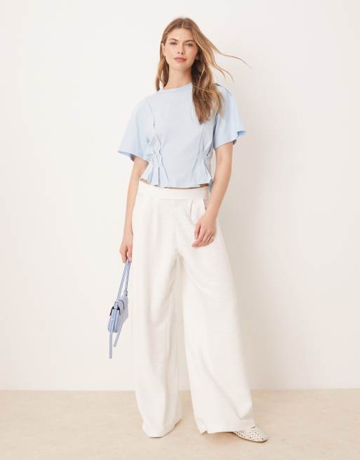 ASOS DESIGN – Ljusblå, kortärmad t-shirt med korsett i midjan och sömdetalj, 4 av 4