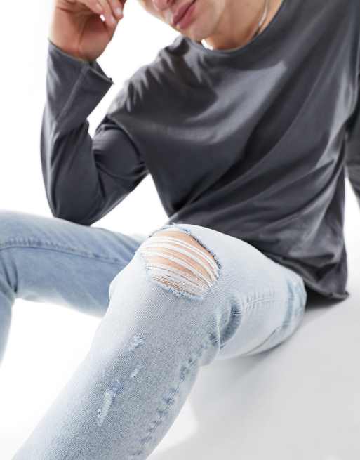 ASOS DESIGN – Ljusblå skinny jeans med tvättad finish, 2 av 5