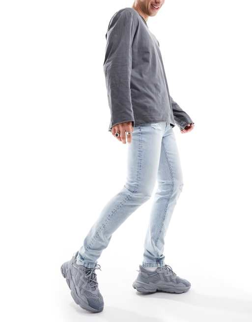 ASOS DESIGN – Ljusblå skinny jeans med tvättad finish, 3 av 5