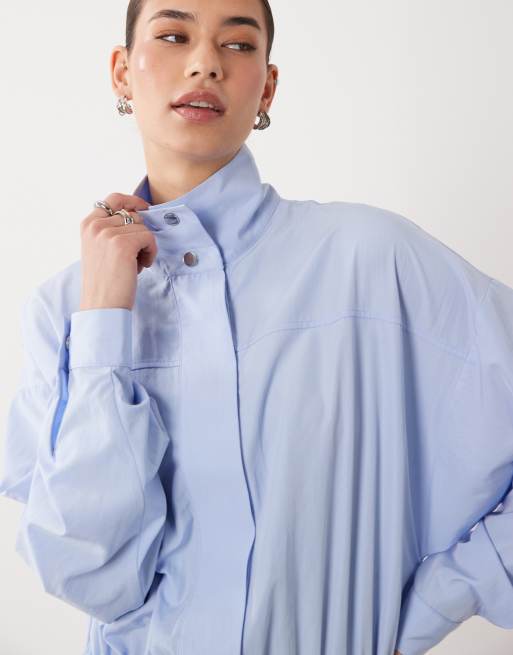 ASOS DESIGN – Ljusblå skjortklänning i minilängd med blusärm och ståkrage, 2 av 4
