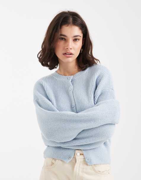 ASOS DESIGN – Ljusblå, stickad kofta med kokongärmar - view 1