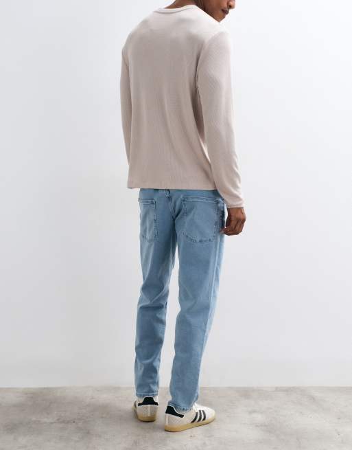 ASOS DESIGN – Ljusblå, tvättade, avsmalnande jeans med stretch, 3 av 5