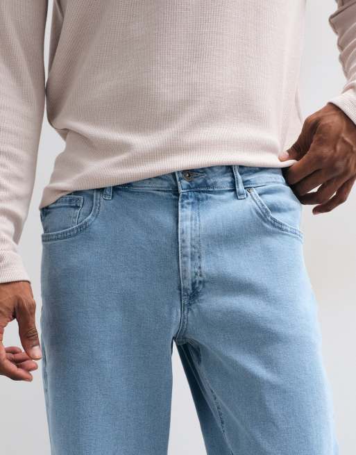 ASOS DESIGN – Ljusblå, tvättade, avsmalnande jeans med stretch, 4 av 5