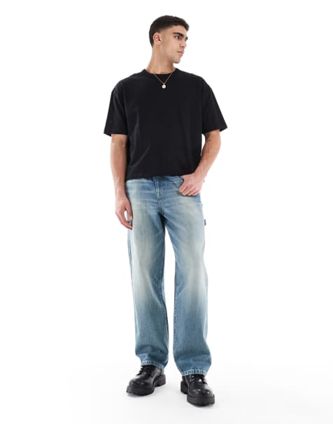 ASOS DESIGN – Ljusblå, tvättade, baggy jeans i snickarstil - view 1