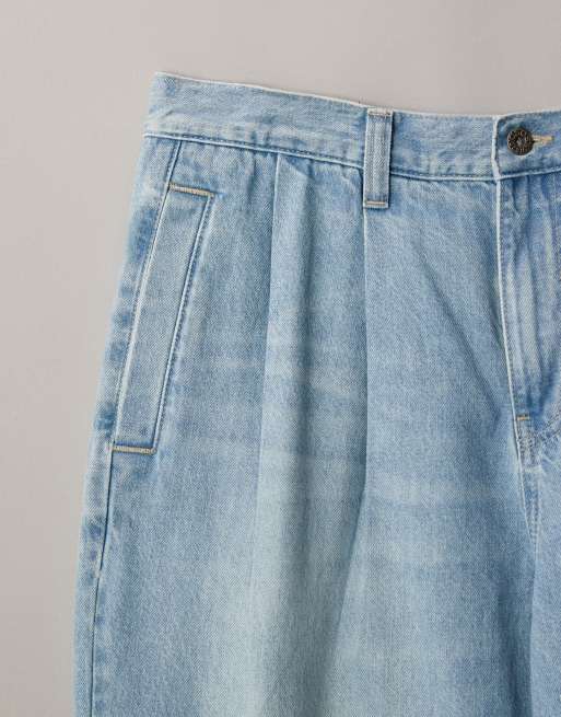 ASOS DESIGN – Ljusblå, tvättade jeans med veck och barrelben, 6 av 7