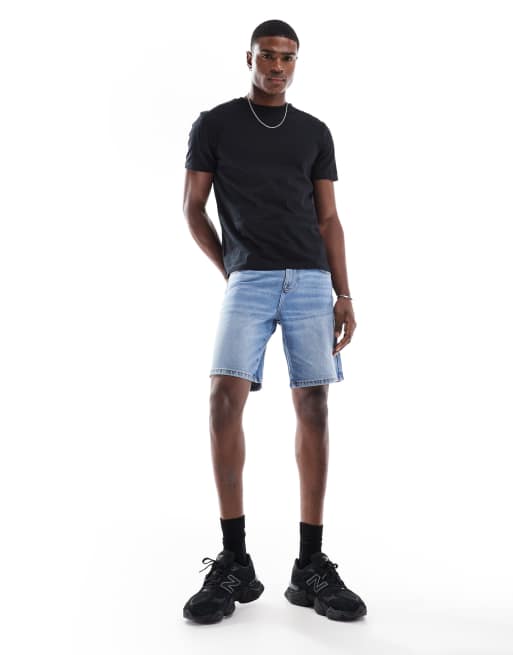 ASOS DESIGN – Ljusblå, tvättade jeansshorts i normallång design och smal passform, 2 av 5
