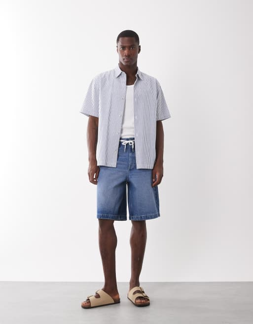 ASOS DESIGN – Ljusblå, tvättade, lediga jorts med knytband , 2 av 5