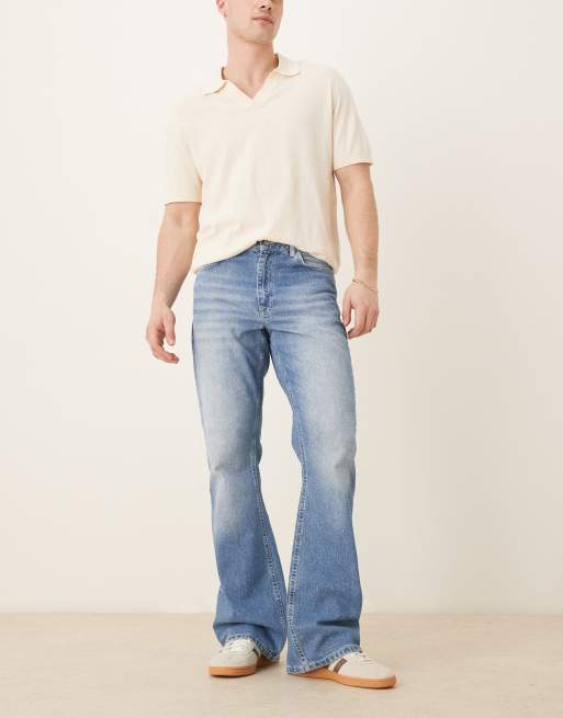 ASOS DESIGN – Ljusblå utsvängda jeans med vintagestil