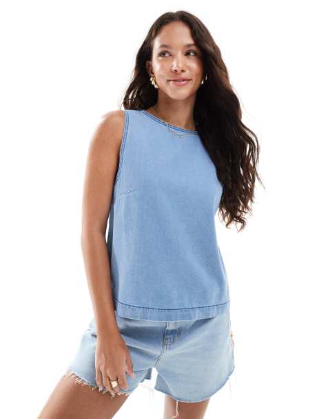 ASOS DESIGN – Ljusblått linne i denim med boxig passform - view 1