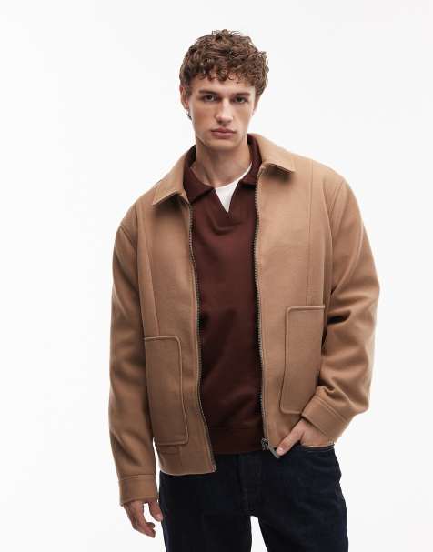 ASOS DESIGN – Ljusbrun bomberjacka i yllelook - view 1