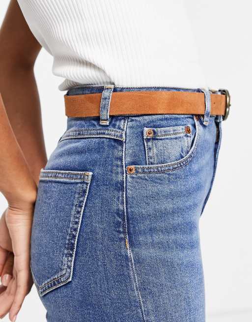 ASOS DESIGN – Ljusbrun höft- och midjeskärp i mocka, 3 av 4