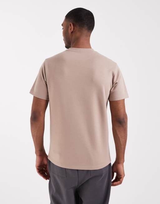 ASOS DESIGN – Ljusbrun, kraftig t-shirt i regular fit med broderad text, 5 av 5