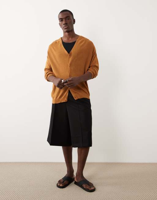 ASOS DESIGN – Ljusbrun, stickad, avslappnad, skir kofta med v-ringning, 2 av 5