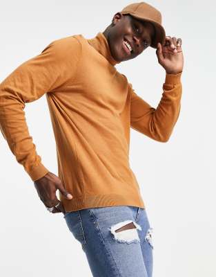 ASOS DESIGN – Ljusbrun stickad polotröja