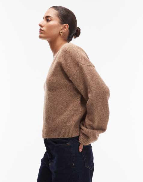 ASOS DESIGN – Ljusbrun, stickad tröja i ylle med vida ärmar - view 1