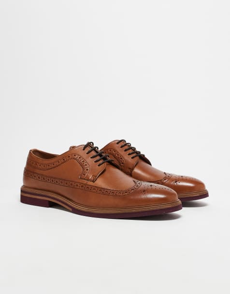 ASOS DESIGN – Ljusbruna brogueskor i läder med snörning - view 1
