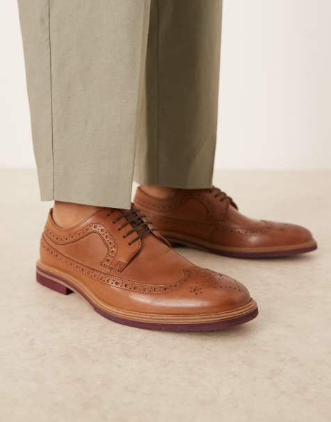 ASOS DESIGN – Ljusbruna brogueskor i läder med snörning - view 1