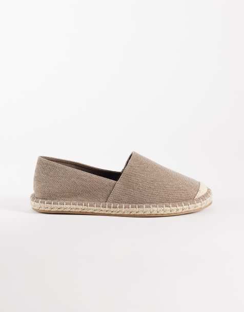 ASOS DESIGN – Ljusbruna espadrillos i canvas med tåhätta i raffia - view 1