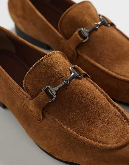 ASOS DESIGN – Ljusbruna loafers i mocka med metalldetalj, 3 av 4