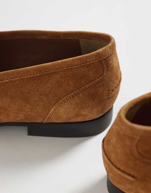 ASOS DESIGN – Ljusbruna loafers i mocka med metalldetalj, 4 av 4
