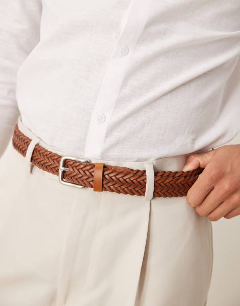 ASOS DESIGN – Ljusbrunt, vävt läderskärp - view 1