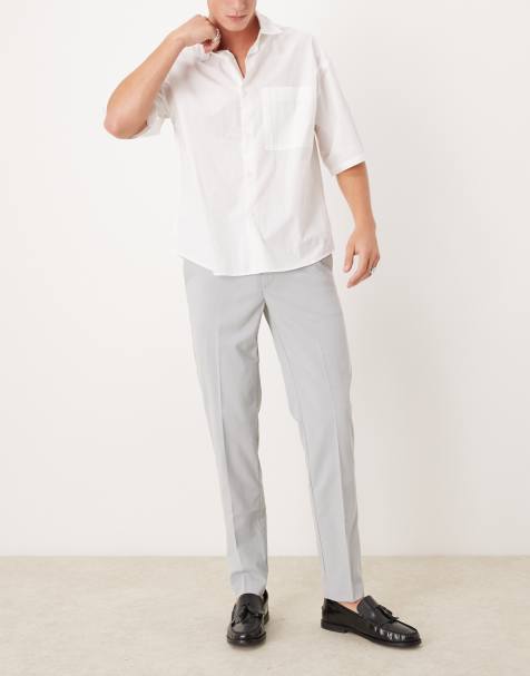 ASOS DESIGN – Ljusgrå finbyxor för bröllopet med smal passform - view 1